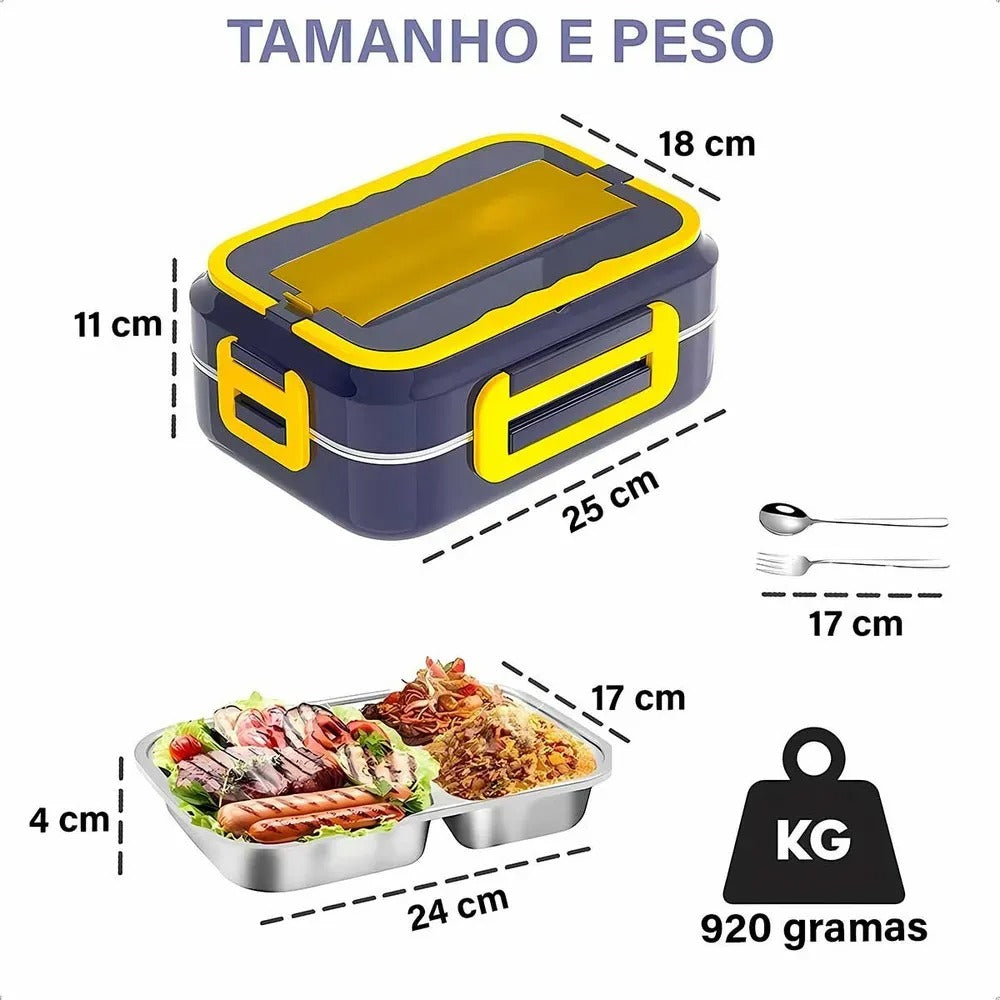 Lonchera Calentador Comida Portatil Enchufe 220V y Auto 12V