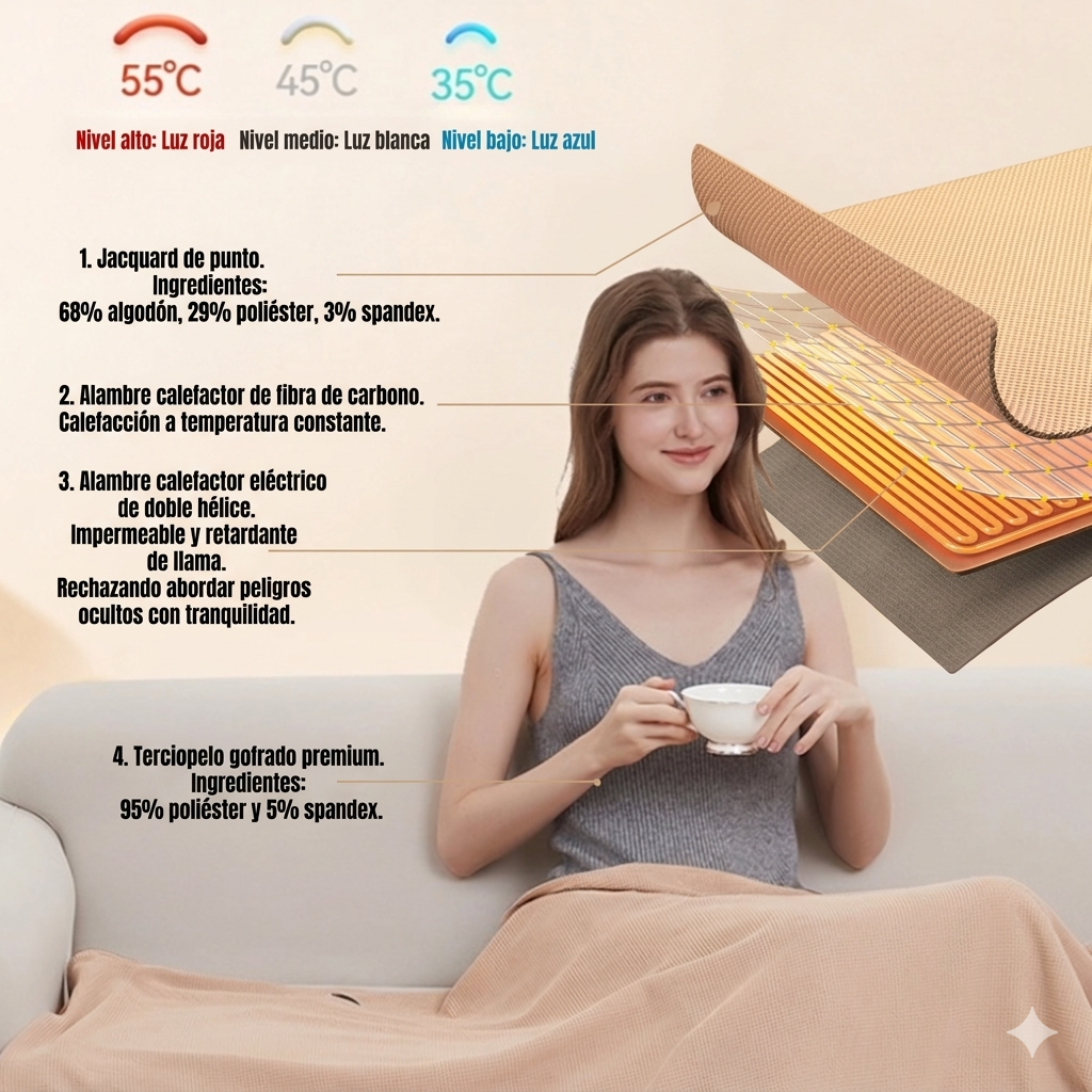 Manta Térmica Calefactora Eléctrica Carga USB